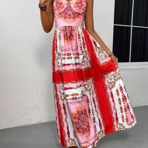 Scarf Print Cami Dress Pink - Picture 6 of 6